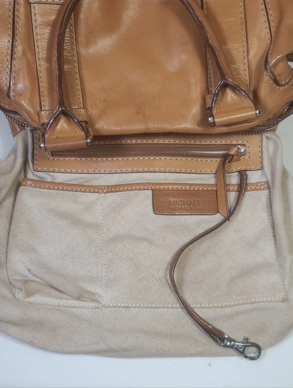 Michael Kors Vintage Brown Leather Bowler Bag Satchel Handbag Purse